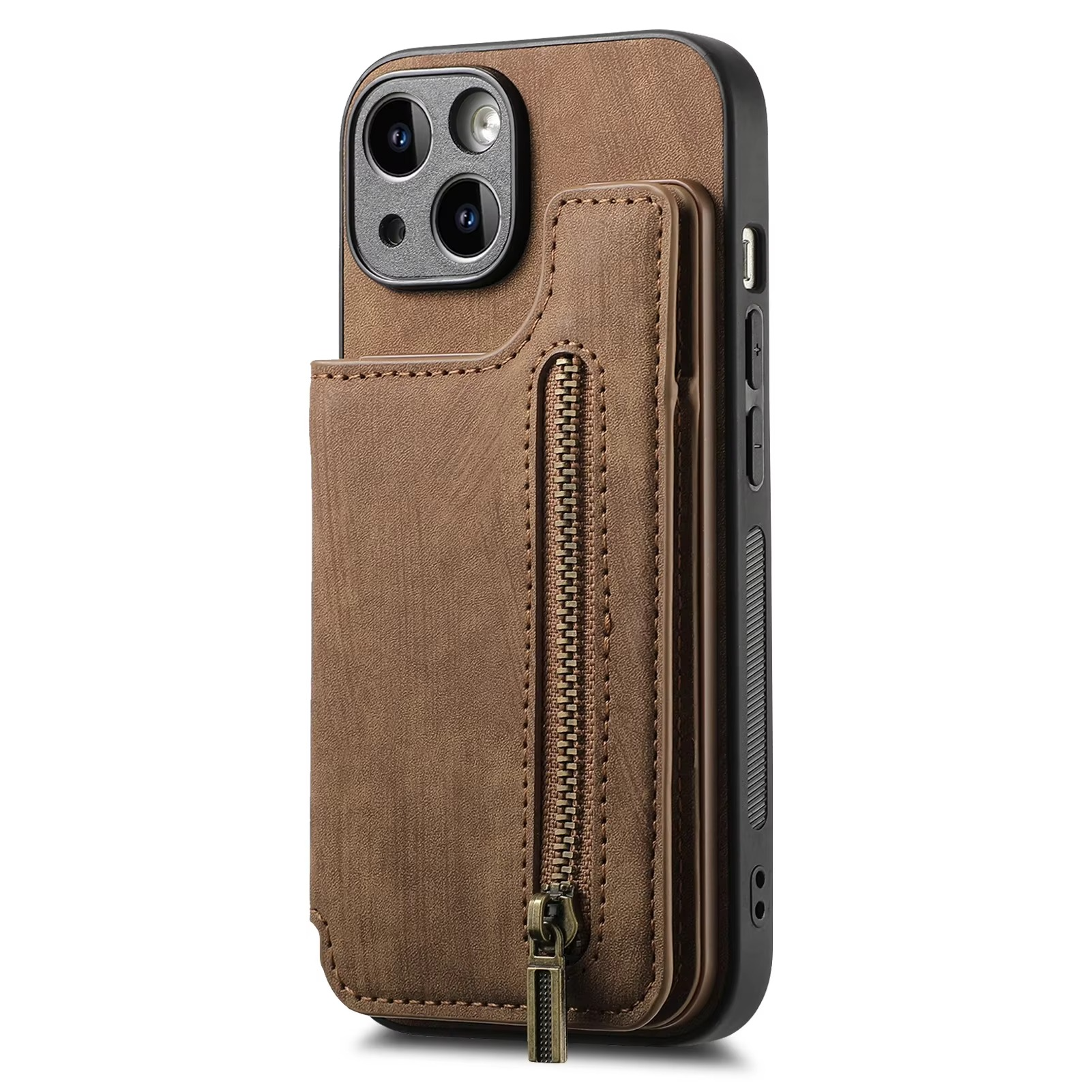 Luxury Leather Wallet iPhone Case — Zipper Card Slot, Magnetic Double Buckle, Anti-Fingerprint, Anti-Scratch, Non-Slip Full Protection Cover