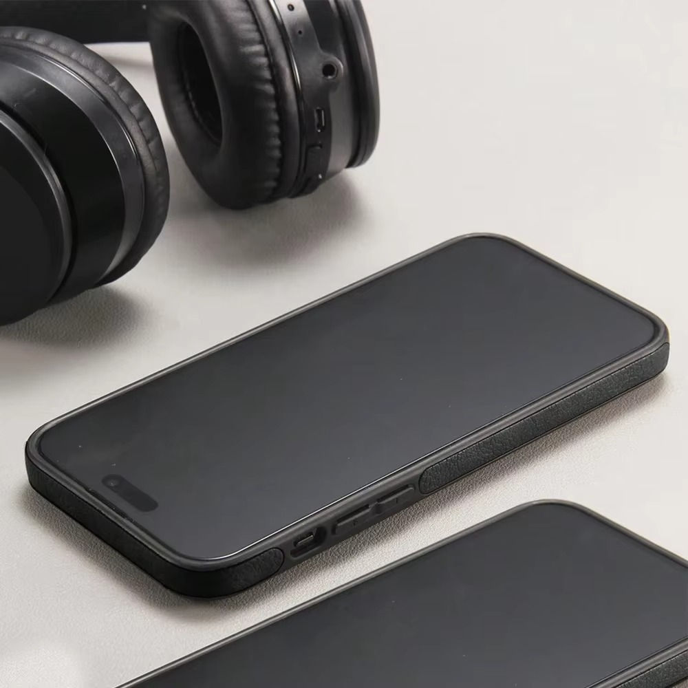 Luxury Leather iPhone Case — Kickstand Half-Wrapped Shockproof Cover, Anti-Scratch, Plain Design, Full Protection, Premium PU Leather