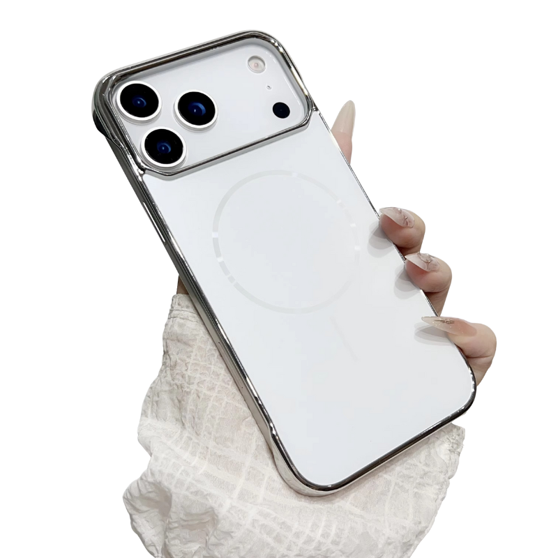 Luxury iPhone Case — MagSafe Slim Frameless Frosted Shockproof Cover with Plating Finish, Anti-Slip and Scratch-Resistant Design