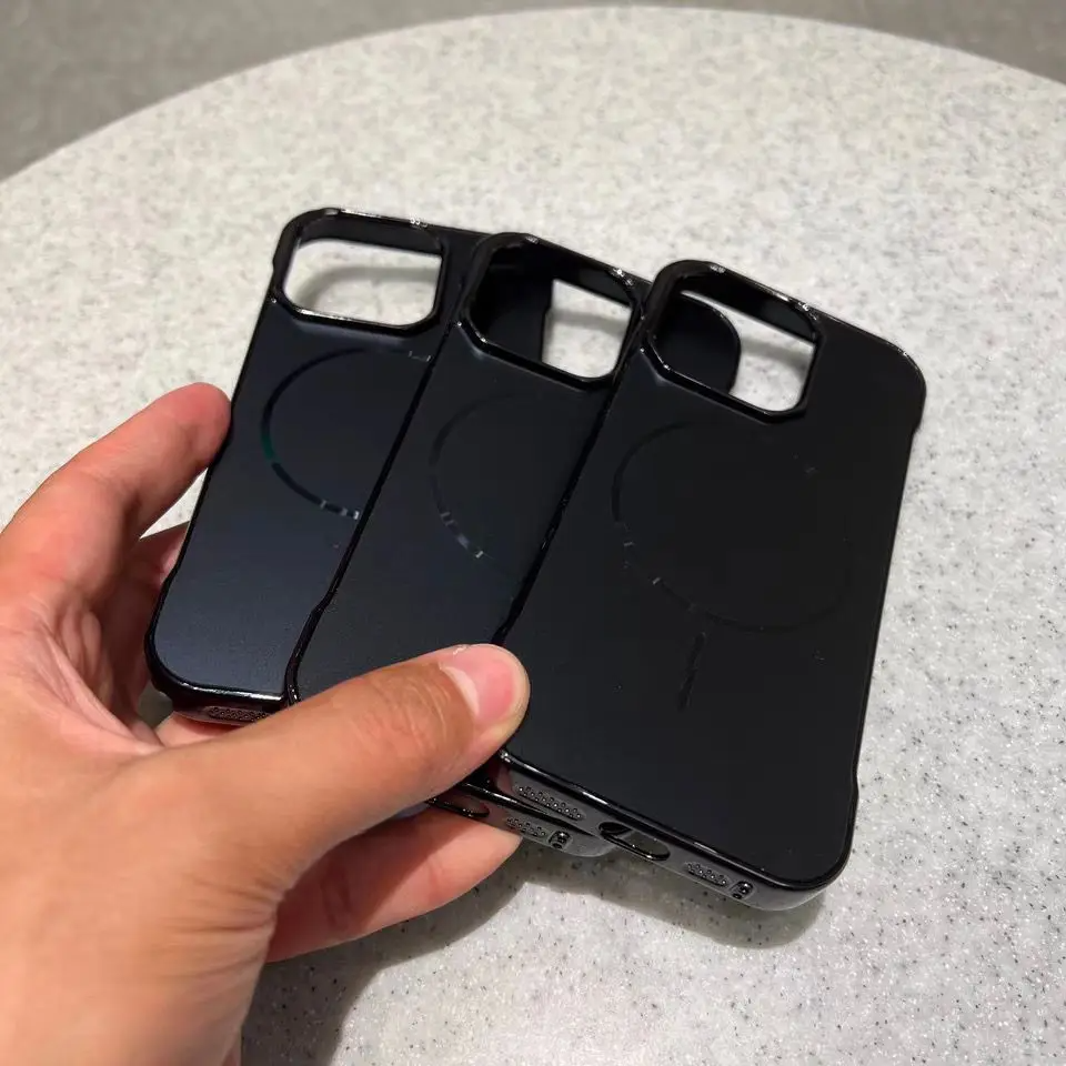 Luxury iPhone Case — MagSafe Slim Frameless Frosted Shockproof Cover with Plating Finish, Anti-Slip and Scratch-Resistant Design