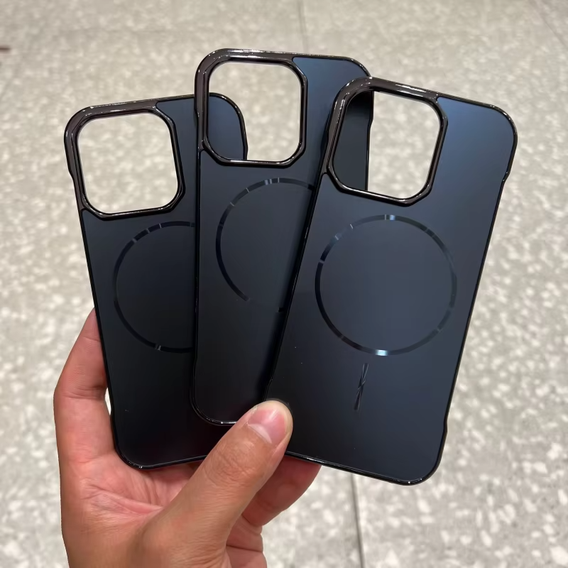 Luxury iPhone Case — MagSafe Slim Frameless Frosted Shockproof Cover with Plating Finish, Anti-Slip and Scratch-Resistant Design