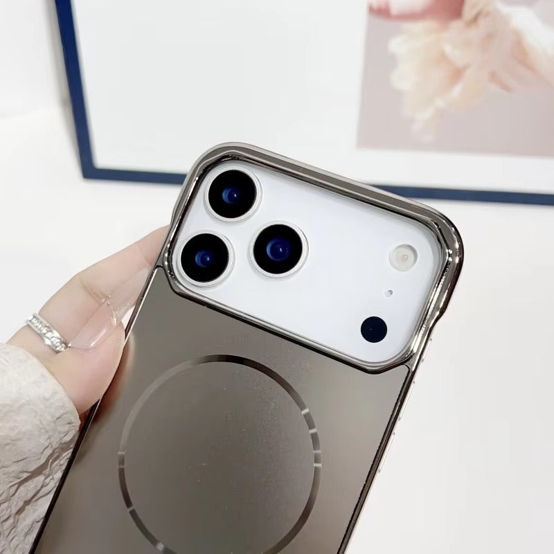 Luxury iPhone Case — MagSafe Slim Frameless Frosted Shockproof Cover with Plating Finish, Anti-Slip and Scratch-Resistant Design