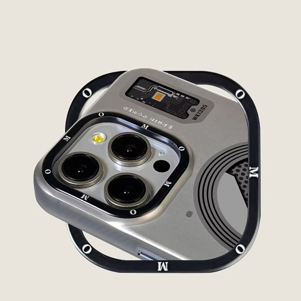 Luxury MagSafe Shockproof iPhone Case — High-Tech Geometric Hard PC Back, Anti-Fingerprint Matte Grip, Wireless Charging Compatible