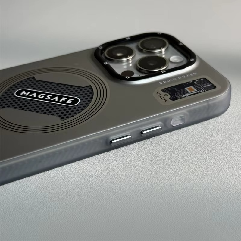 Luxury MagSafe Shockproof iPhone Case — High-Tech Geometric Hard PC Back, Anti-Fingerprint Matte Grip, Wireless Charging Compatible