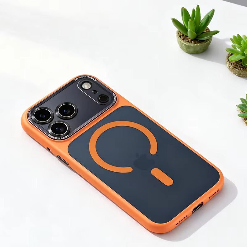 Luxury iPhone Case — MagSafe Magnetic Camera Lens Protector with Shockproof Half-Wrapped PC+TPU Cover, Anti-Fingerprint, Non-Slip, Wireless-Charging Compatible