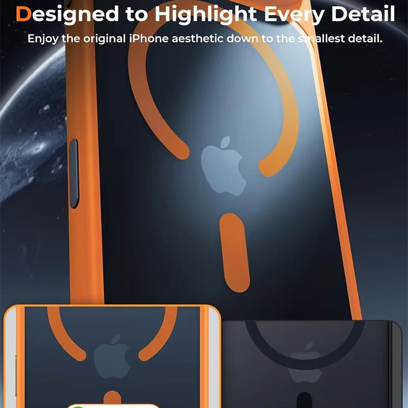 Luxury iPhone Case — MagSafe Magnetic Camera Lens Protector with Shockproof Half-Wrapped PC+TPU Cover, Anti-Fingerprint, Non-Slip, Wireless-Charging Compatible