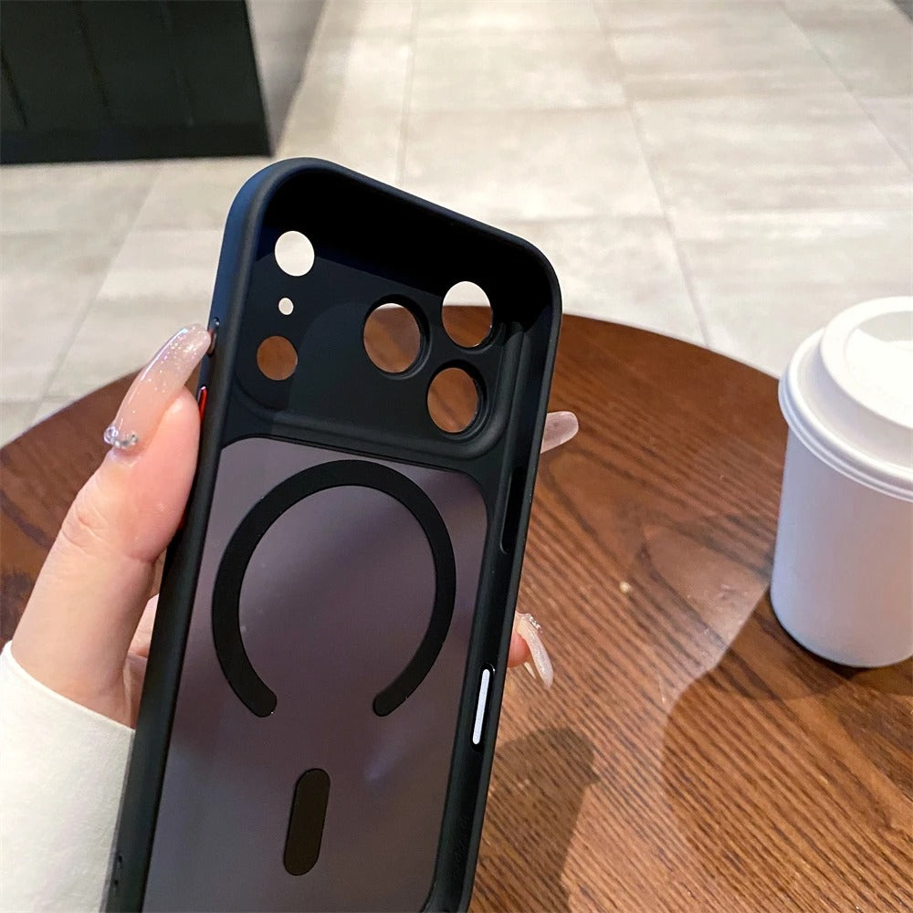 Luxury iPhone Case — MagSafe Magnetic Camera Lens Protector with Shockproof Half-Wrapped PC+TPU Cover, Anti-Fingerprint, Non-Slip, Wireless-Charging Compatible