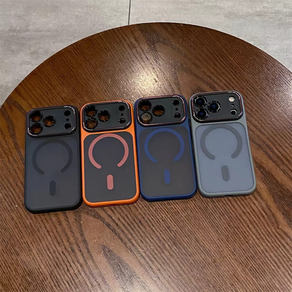 Luxury iPhone Case — MagSafe Magnetic Camera Lens Protector with Shockproof Half-Wrapped PC+TPU Cover, Anti-Fingerprint, Non-Slip, Wireless-Charging Compatible