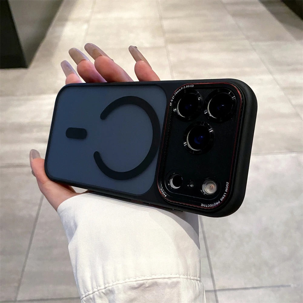 Luxury iPhone Case — MagSafe Magnetic Camera Lens Protector with Shockproof Half-Wrapped PC+TPU Cover, Anti-Fingerprint, Non-Slip, Wireless-Charging Compatible