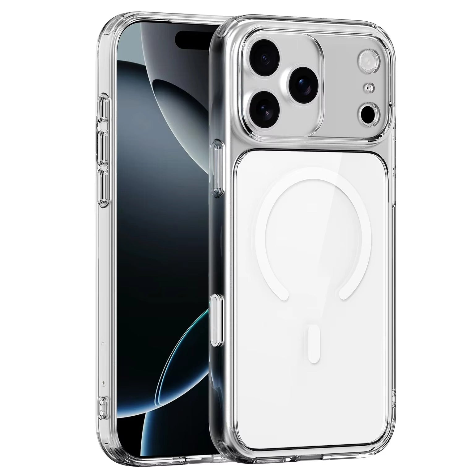 Luxury iPhone Case — MagSafe Magnetic Transparent TPU+PC Protective Cover with Camera Button, Shock-Resistant Slim Design