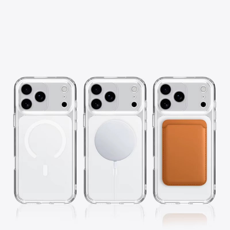 Luxury iPhone Case — MagSafe Magnetic Transparent TPU+PC Protective Cover with Camera Button, Shock-Resistant Slim Design