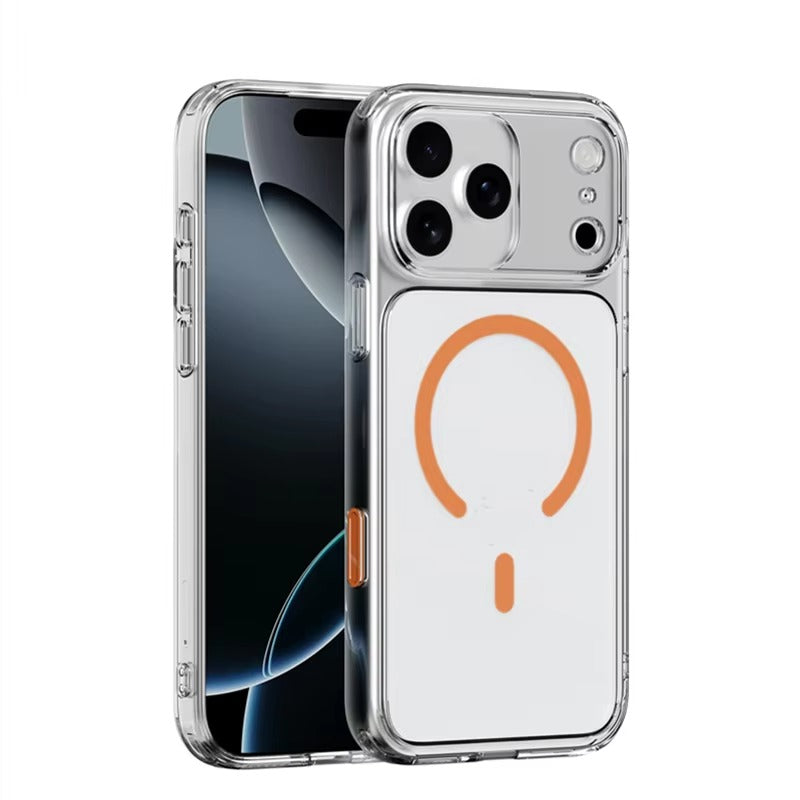 Luxury iPhone Case — MagSafe Magnetic Transparent TPU+PC Protective Cover with Camera Button, Shock-Resistant Slim Design