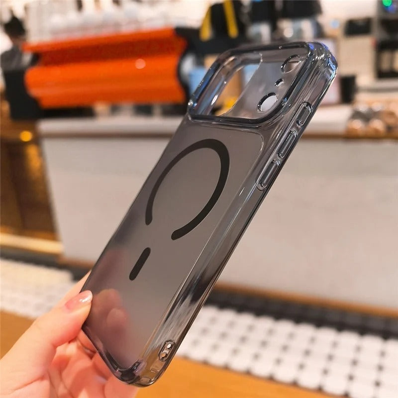 Luxury iPhone Case — MagSafe Magnetic Transparent TPU+PC Protective Cover with Camera Button, Shock-Resistant Slim Design