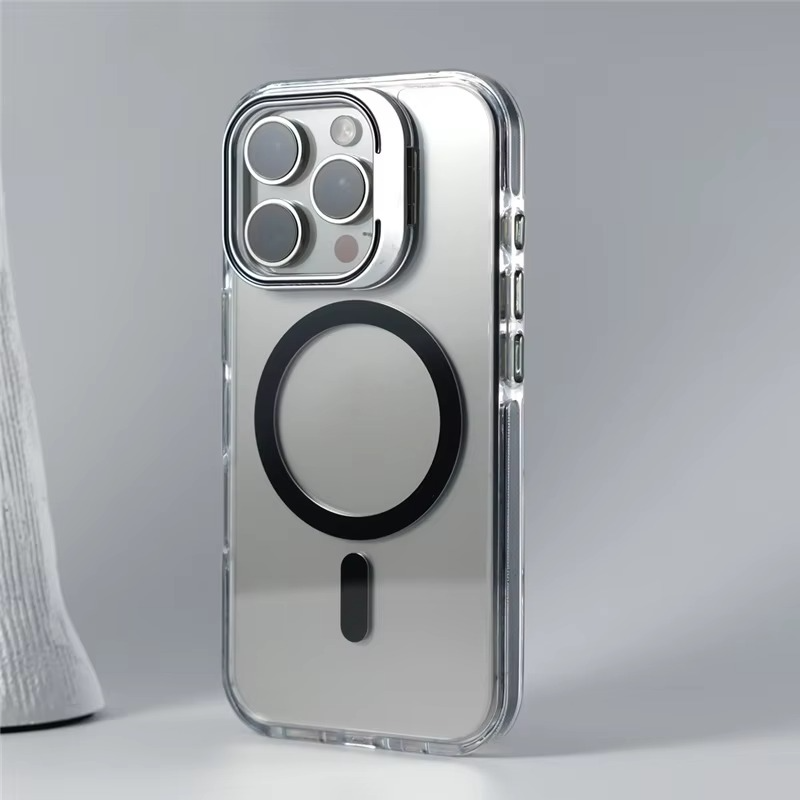 Luxury Magnetic Clear iPhone Case — Shockproof Air Cushion Bumper, MagSafe Compatible, Wireless Charging, PC + TPU, Anti-Scratch, Non-Slip