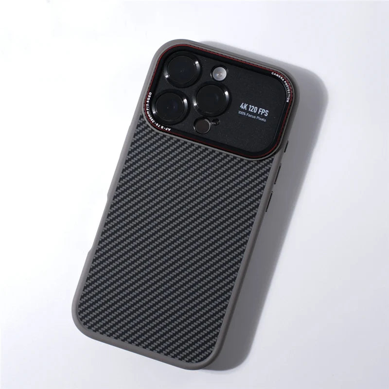 Luxury Magnetic MagSafe iPhone Case Shockproof with Large Window Camera Protection, Carbon Fiber Texture, Anti-Fingerprint Non-Slip Cover