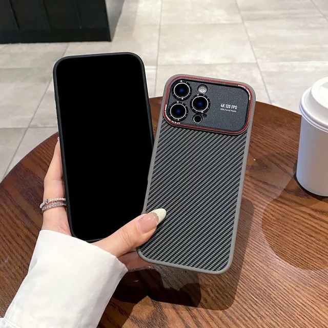 Luxury Magnetic MagSafe iPhone Case Shockproof with Large Window Camera Protection, Carbon Fiber Texture, Anti-Fingerprint Non-Slip Cover