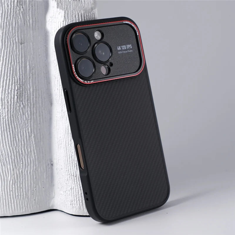 Luxury Magnetic MagSafe iPhone Case Shockproof with Large Window Camera Protection, Carbon Fiber Texture, Anti-Fingerprint Non-Slip Cover