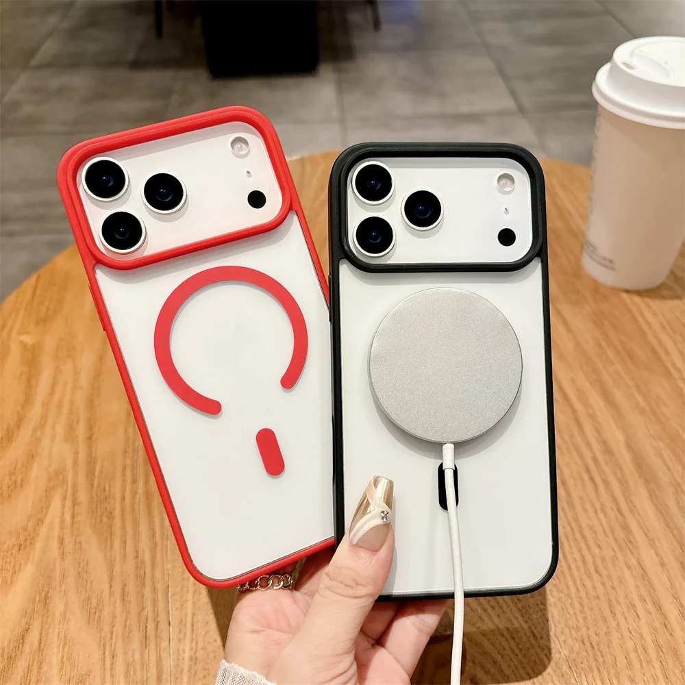 Luxury Magnetic Magsafe Wireless Charging iPhone Case — Transparent Hard Back, Shockproof, Anti-Fingerprint, Slim Protective Cover