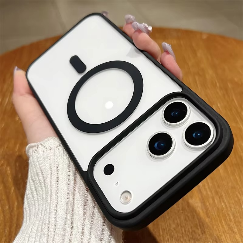 Luxury Magnetic Magsafe Wireless Charging iPhone Case — Transparent Hard Back, Shockproof, Anti-Fingerprint, Slim Protective Cover