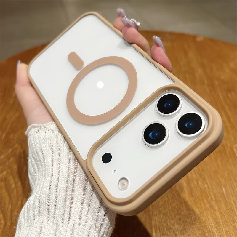 Luxury Magnetic Magsafe Wireless Charging iPhone Case — Transparent Hard Back, Shockproof, Anti-Fingerprint, Slim Protective Cover