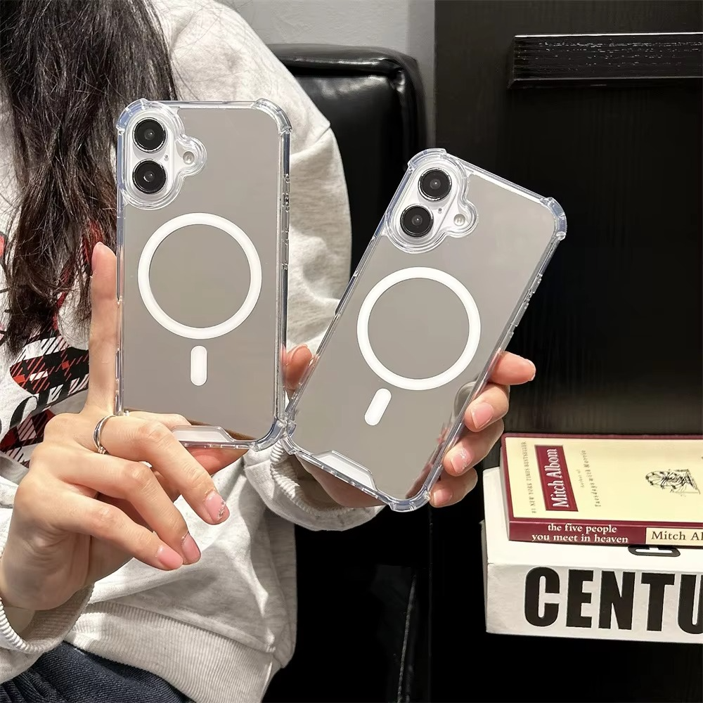 Luxury Magnetic Magsafe iPhone Case — Built-In Makeup Mirror, Thin Wireless Charging Cover, Anti-Fingerprint, Anti-Scratch, Dustproof, Lightweight