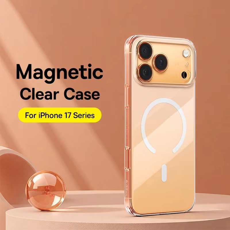 Luxury Magnetic Magsafe iPhone Case — Clear PC & TPU Wireless Charging Cover, Shockproof, Anti-Fingerprint, Half-Wrapped Protection