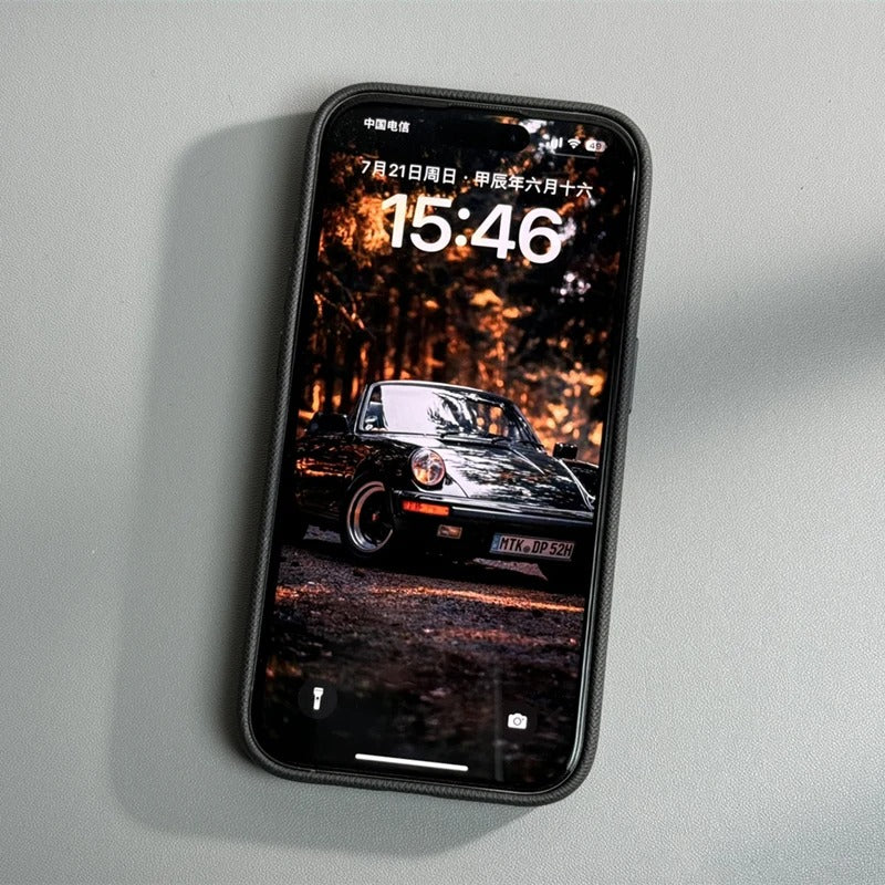 Luxury iPhone Case — MagSafe Magnetic Shockproof Cover with Diamond Texture Leather Design, Anti-Fingerprint Grip and Wireless-Charging Safe Finish