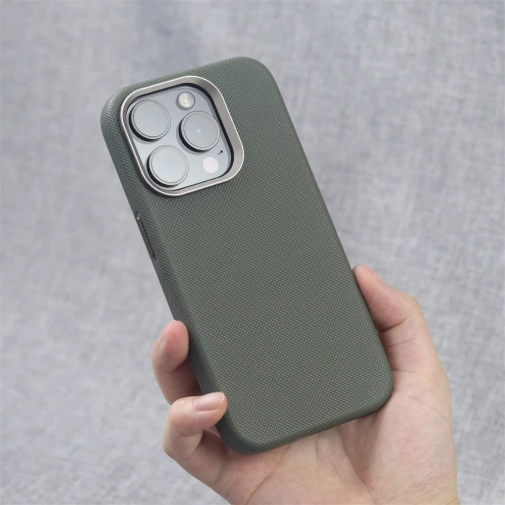 Luxury iPhone Case — MagSafe Magnetic Shockproof Cover with Diamond Texture Leather Design, Anti-Fingerprint Grip and Wireless-Charging Safe Finish