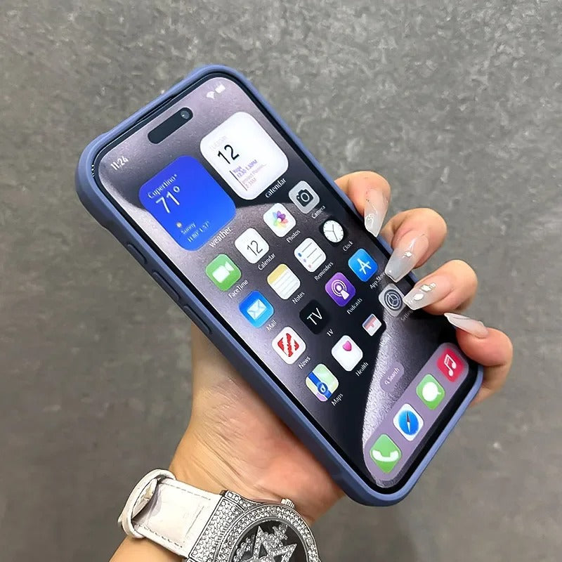 Luxury iPhone Case — Magnetic Shockproof Armor Bumper with Foldable Lens Stand Protection, Matte Anti-Fingerprint Finish, Secure Grip and Wireless-Charging Compatible Design