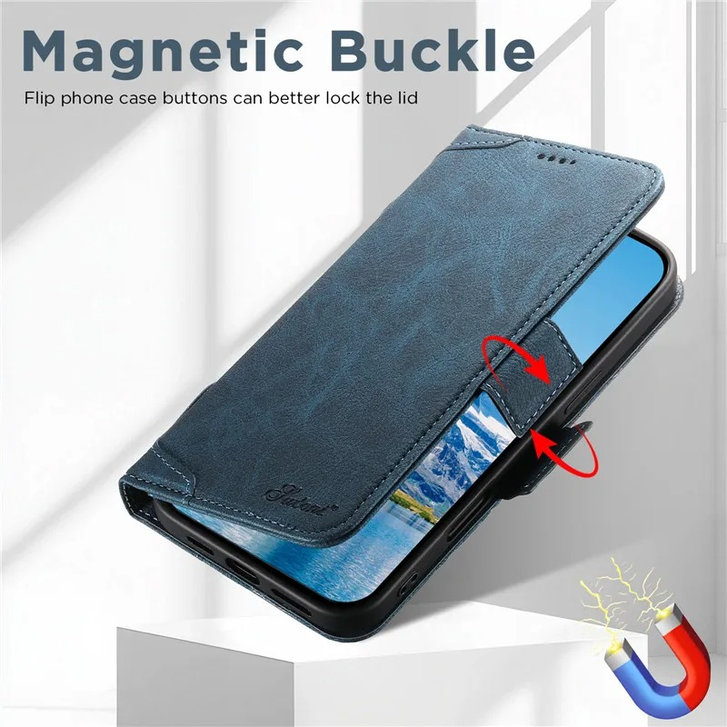 Luxury Magnetic Wallet Flip iPhone Case — Shockproof Retro Leather Book Cover with Card Slots, Phone Holder Stand, Anti-Fingerprint Design
