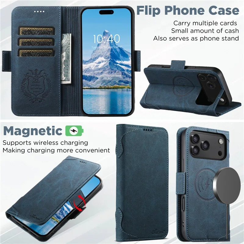 Luxury Magnetic Wallet Flip iPhone Case — Shockproof Retro Leather Book Cover with Card Slots, Phone Holder Stand, Anti-Fingerprint Design