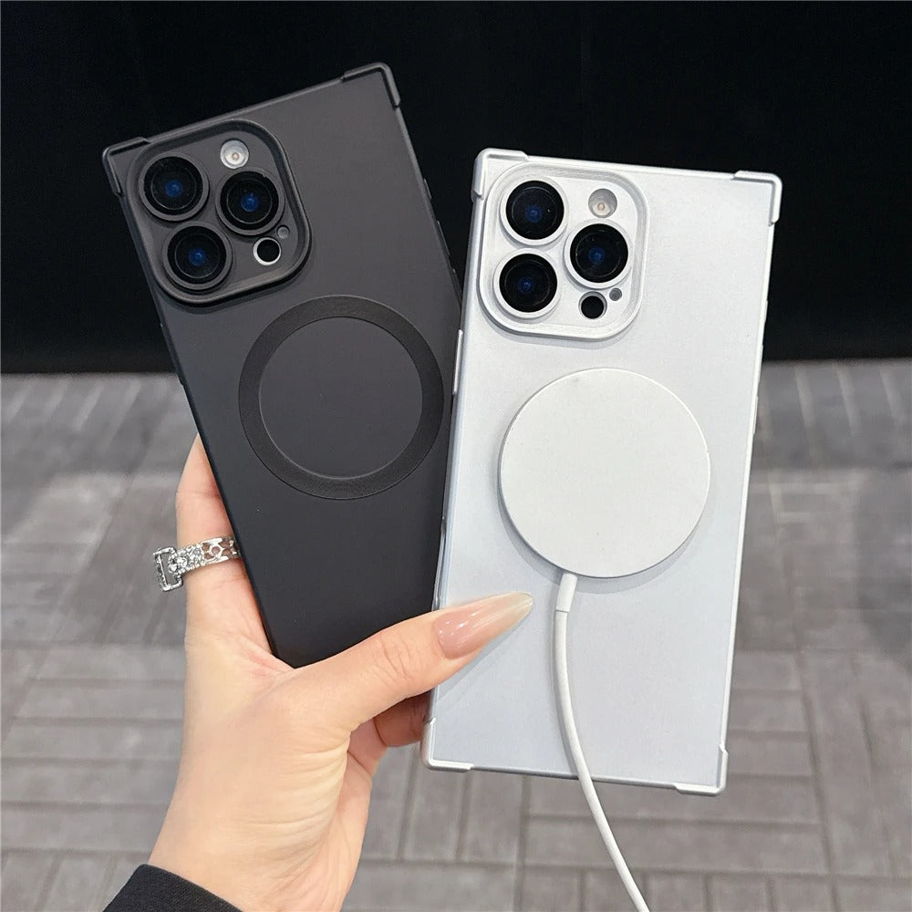 Luxury Magnetic iPhone Case MagSafe Compatible Shockproof Soft Bumper — Matte Anti-Fingerprint Cover, Non-Slip Grip, Wireless Charging Friendly
