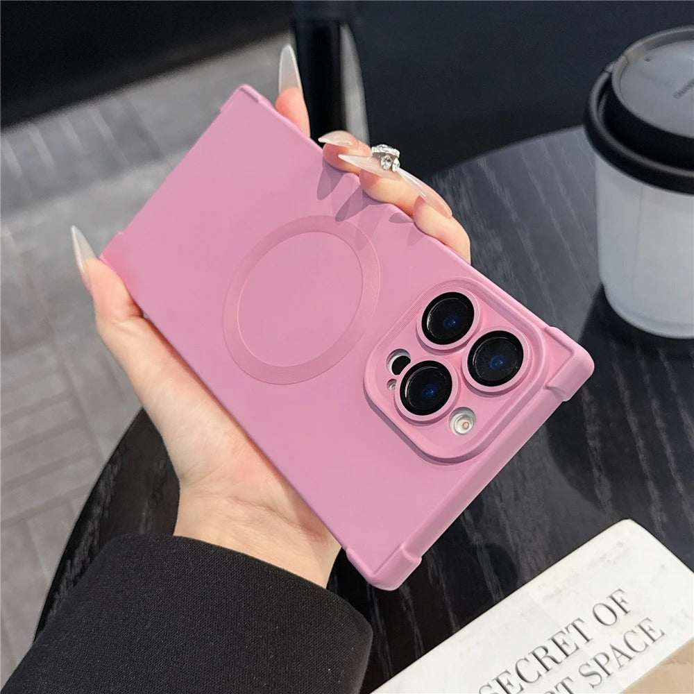 Luxury Magnetic iPhone Case MagSafe Compatible Shockproof Soft Bumper — Matte Anti-Fingerprint Cover, Non-Slip Grip, Wireless Charging Friendly