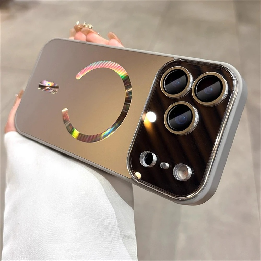 Luxury Magnetic iPhone Case — Large Window Matte Glass Camera Protection, Shockproof MagSafe Wireless-Charging Compatible Cover