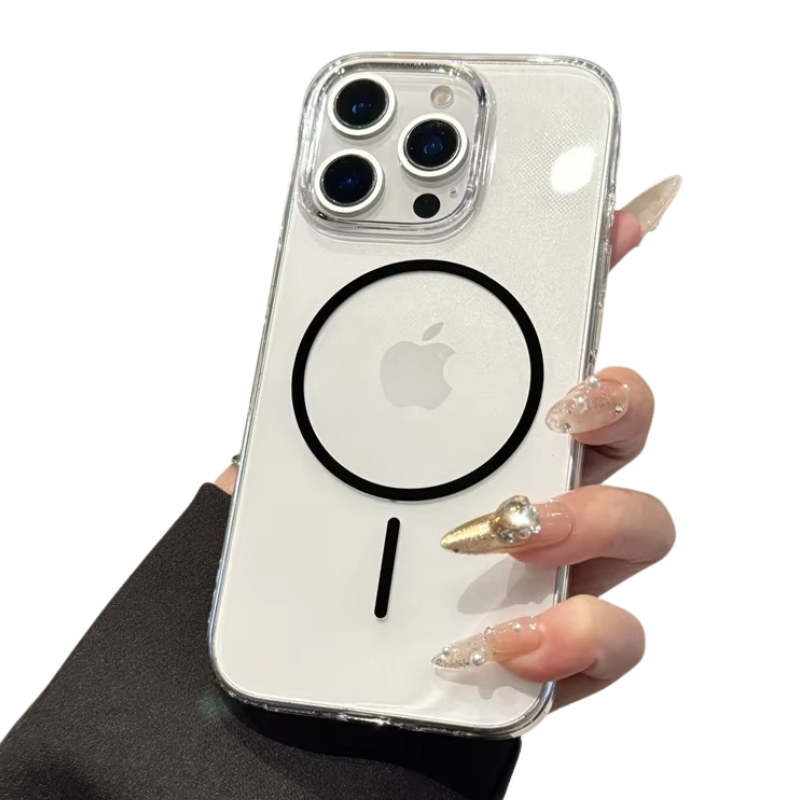 Luxury iPhone Case — Magnetic MagSafe Wireless-Charging Compatible, Shockproof, Anti-Fingerprint, Anti-Scratch, Transparent Half-Wrapped Cover