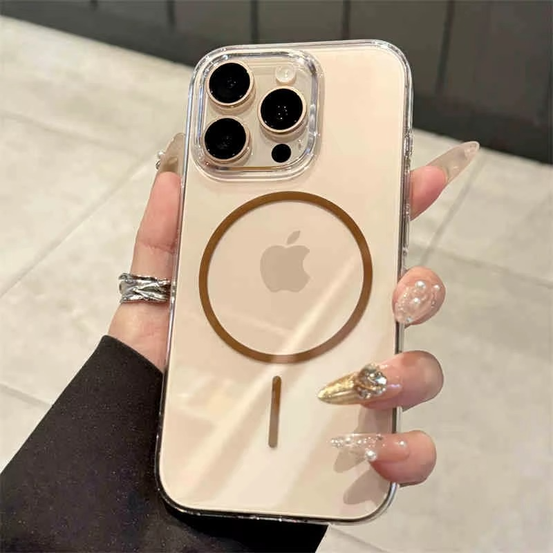 Luxury iPhone Case — Magnetic MagSafe Wireless-Charging Compatible, Shockproof, Anti-Fingerprint, Anti-Scratch, Transparent Half-Wrapped Cover