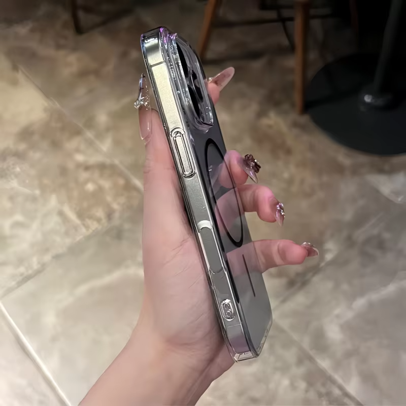 Luxury iPhone Case — Magnetic MagSafe Wireless-Charging Compatible, Shockproof, Anti-Fingerprint, Anti-Scratch, Transparent Half-Wrapped Cover