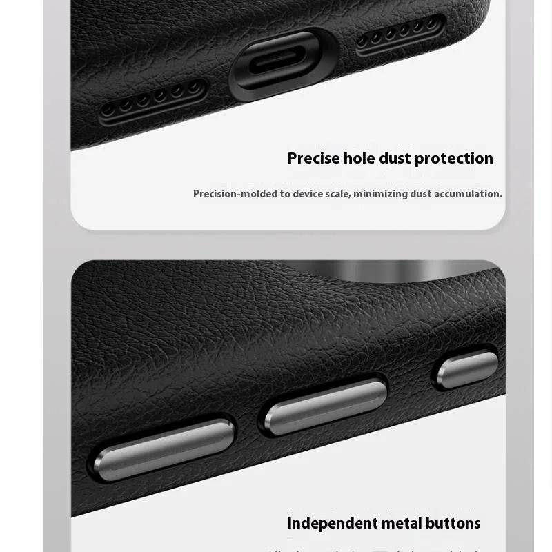 Luxury iPhone Case — Magnetic Wireless-Charging Leather Cover with Metal Camera Protection and Shockproof Anti-Fingerprint Full-Coverage Design