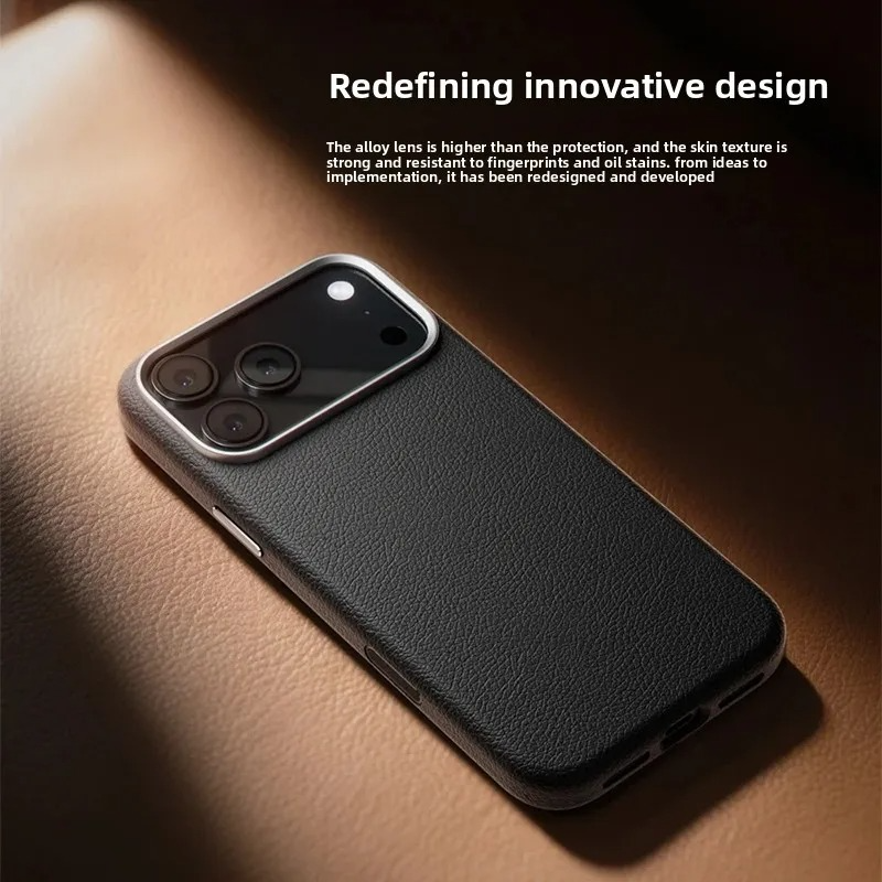 Luxury iPhone Case — Magnetic Wireless-Charging Leather Cover with Metal Camera Protection and Shockproof Anti-Fingerprint Full-Coverage Design
