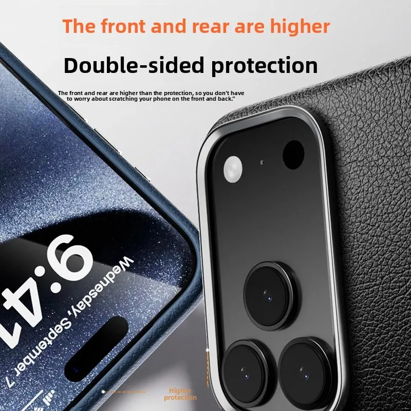 Luxury iPhone Case — Magnetic Wireless-Charging Leather Cover with Metal Camera Protection and Shockproof Anti-Fingerprint Full-Coverage Design