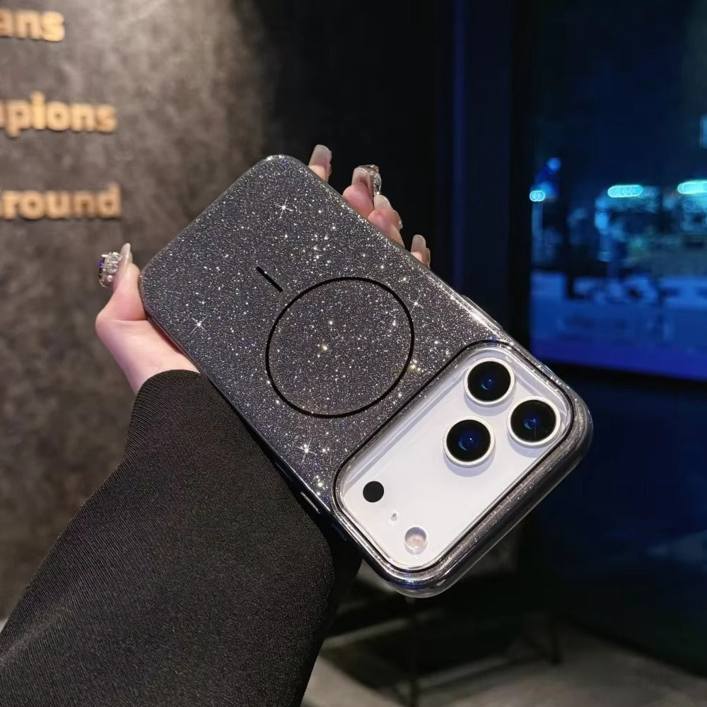 Luxury Magnetic iPhone Case with Glitter Candy Jelly Finish — Shockproof Hard Bumper Cover, Wireless Charging Compatible, Anti-Scratch Design