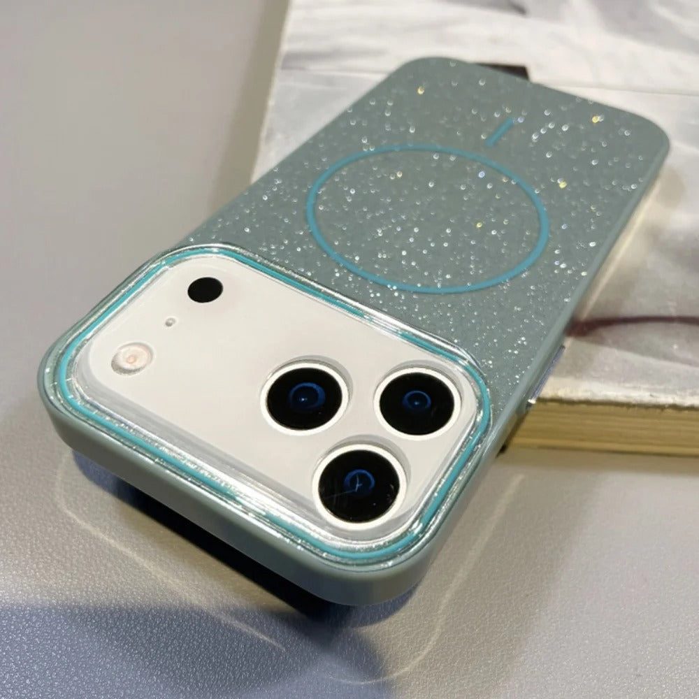 Luxury Magnetic iPhone Case with Glitter Candy Jelly Finish — Shockproof Hard Bumper Cover, Wireless Charging Compatible, Anti-Scratch Design