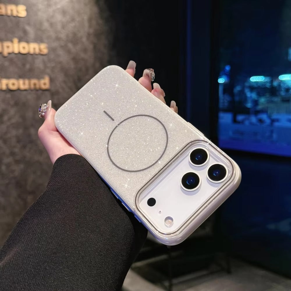 Luxury Magnetic iPhone Case with Glitter Candy Jelly Finish — Shockproof Hard Bumper Cover, Wireless Charging Compatible, Anti-Scratch Design