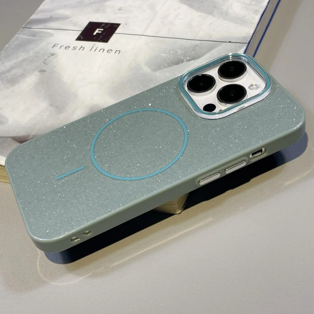 Luxury Magnetic iPhone Case with Glitter Candy Jelly Finish — Shockproof Hard Bumper Cover, Wireless Charging Compatible, Anti-Scratch Design