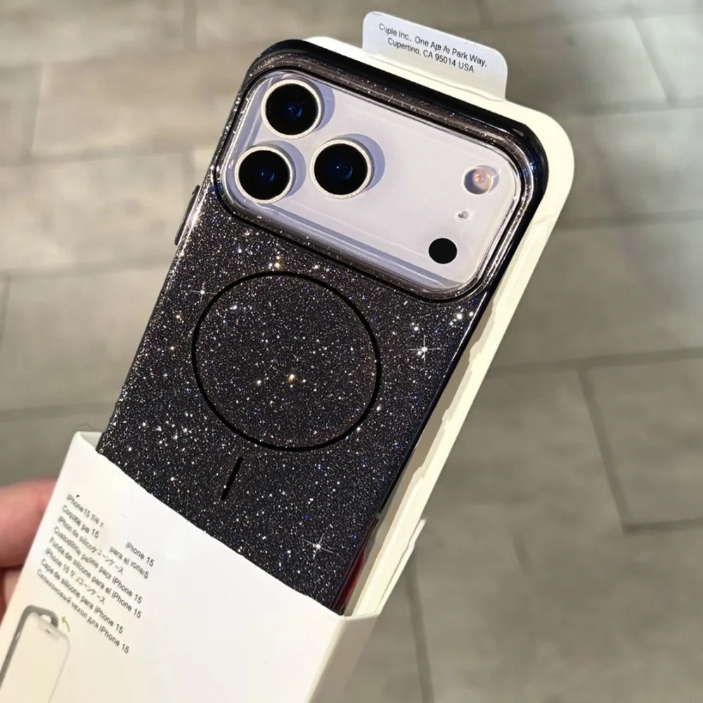 Luxury Magnetic iPhone Case with Glitter Candy Jelly Finish — Shockproof Hard Bumper Cover, Wireless Charging Compatible, Anti-Scratch Design
