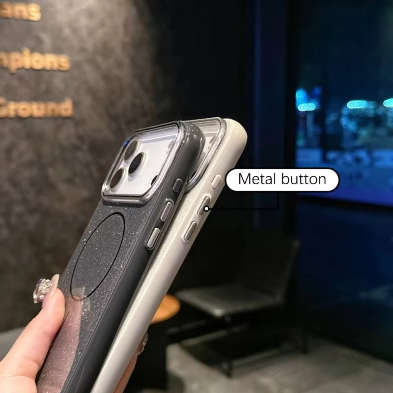 Luxury Magnetic iPhone Case with Glitter Candy Jelly Finish — Shockproof Hard Bumper Cover, Wireless Charging Compatible, Anti-Scratch Design