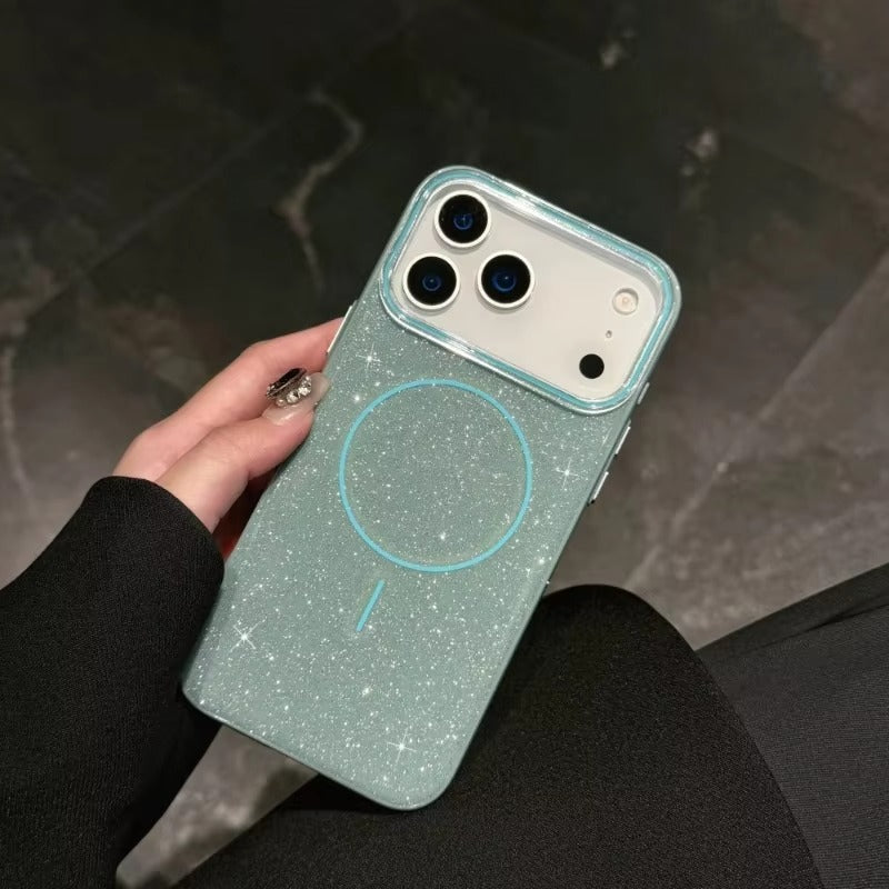 Luxury Magnetic iPhone Case with Glitter Candy Jelly Finish — Shockproof Hard Bumper Cover, Wireless Charging Compatible, Anti-Scratch Design