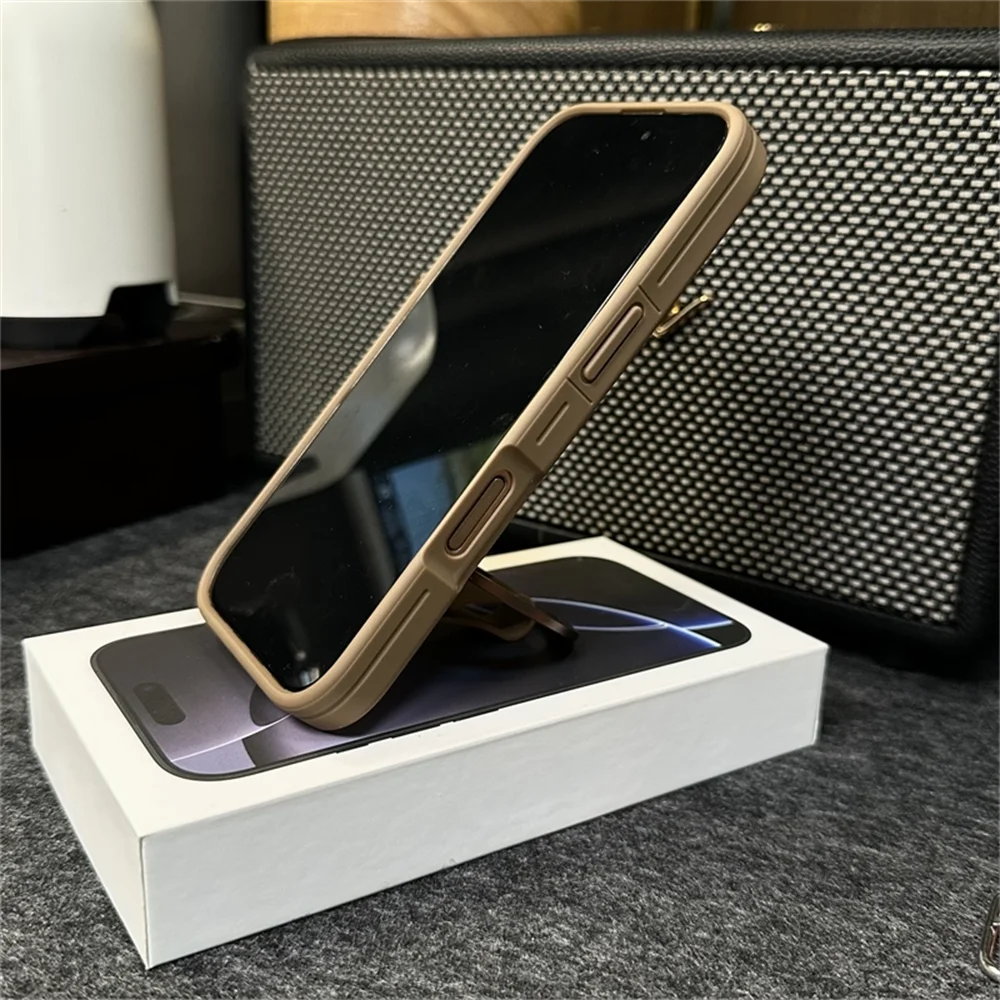 Luxury Magnetic iPhone Case with Strap and Stand — Matte Shockproof Cover, Non-Slip Grip, MagSafe Wireless Charging Ready, Textured Modern Design