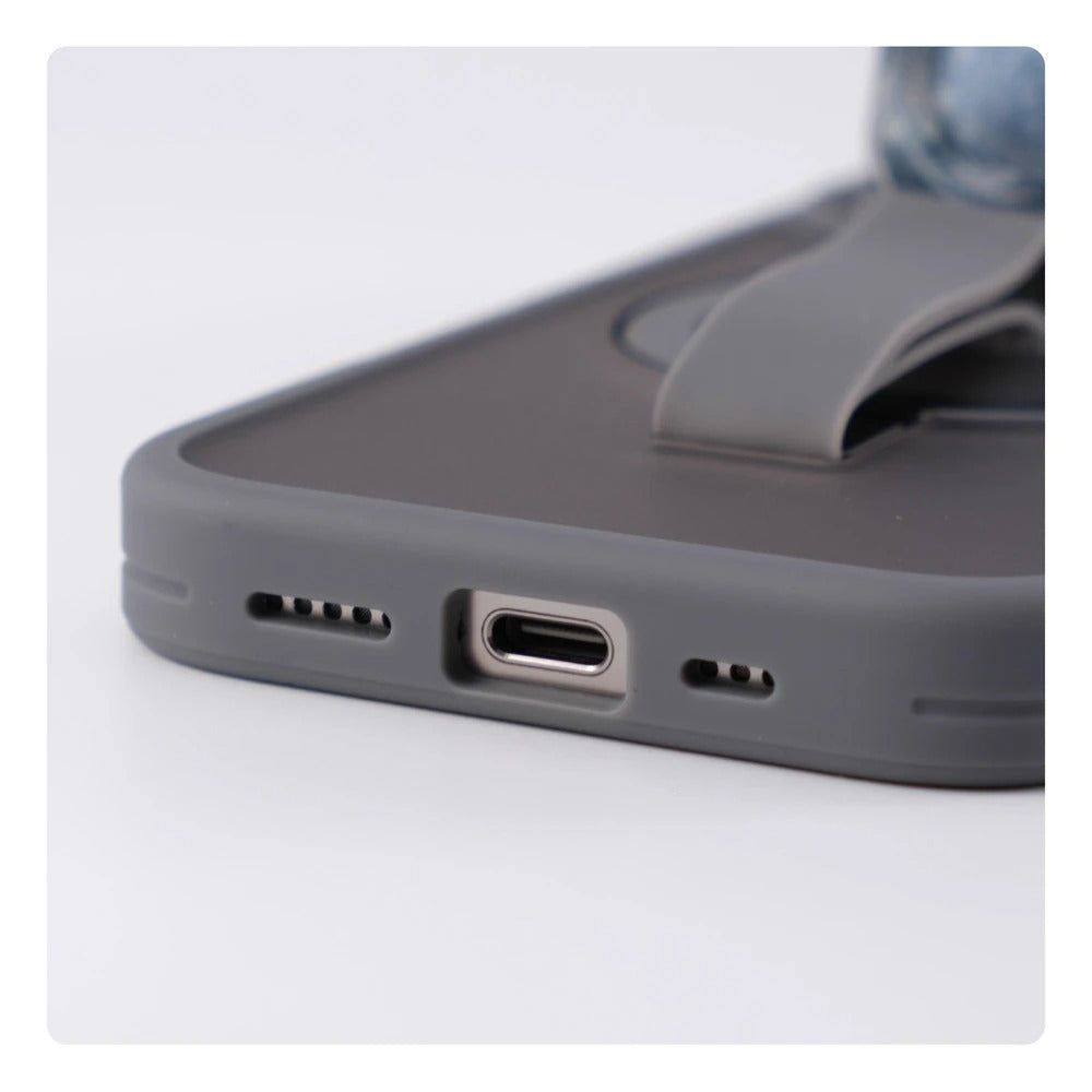 Luxury Magnetic iPhone Case with Strap and Stand — Matte Shockproof Cover, Non-Slip Grip, MagSafe Wireless Charging Ready, Textured Modern Design