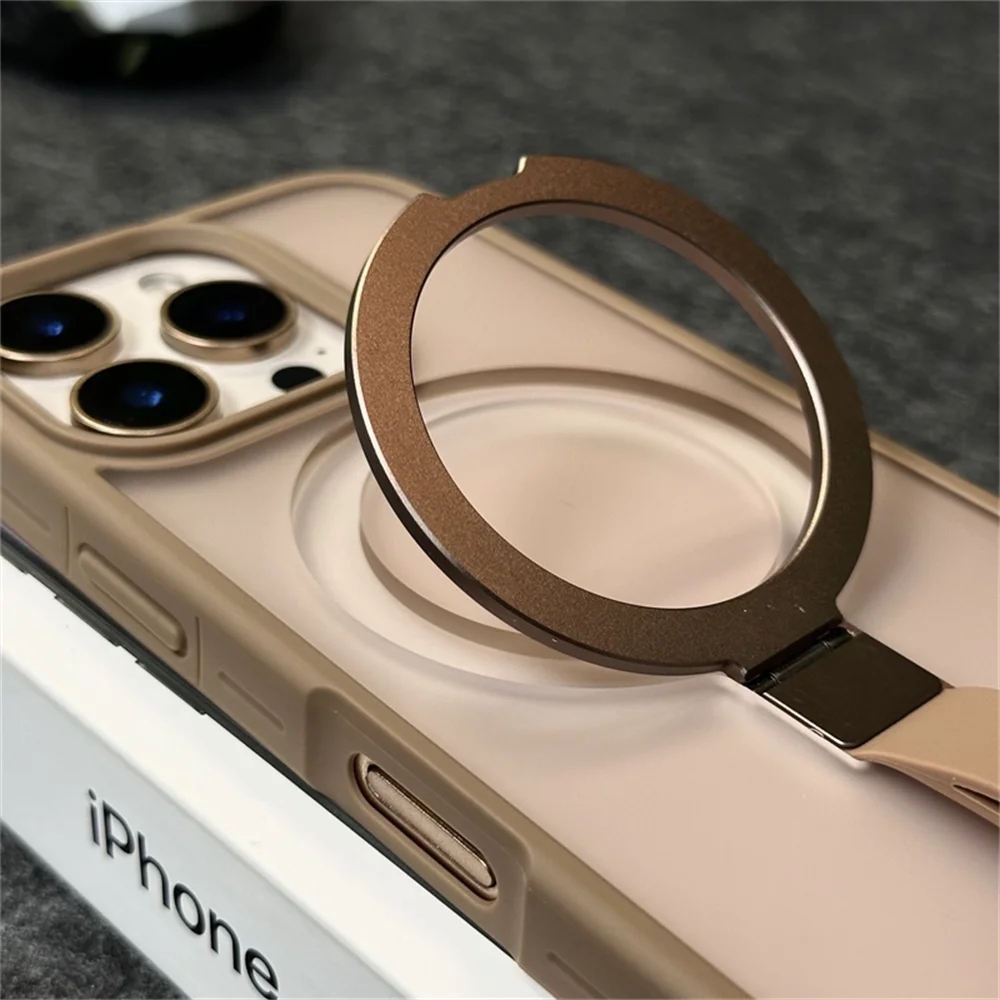 Luxury Magnetic iPhone Case with Strap and Stand — Matte Shockproof Cover, Non-Slip Grip, MagSafe Wireless Charging Ready, Textured Modern Design